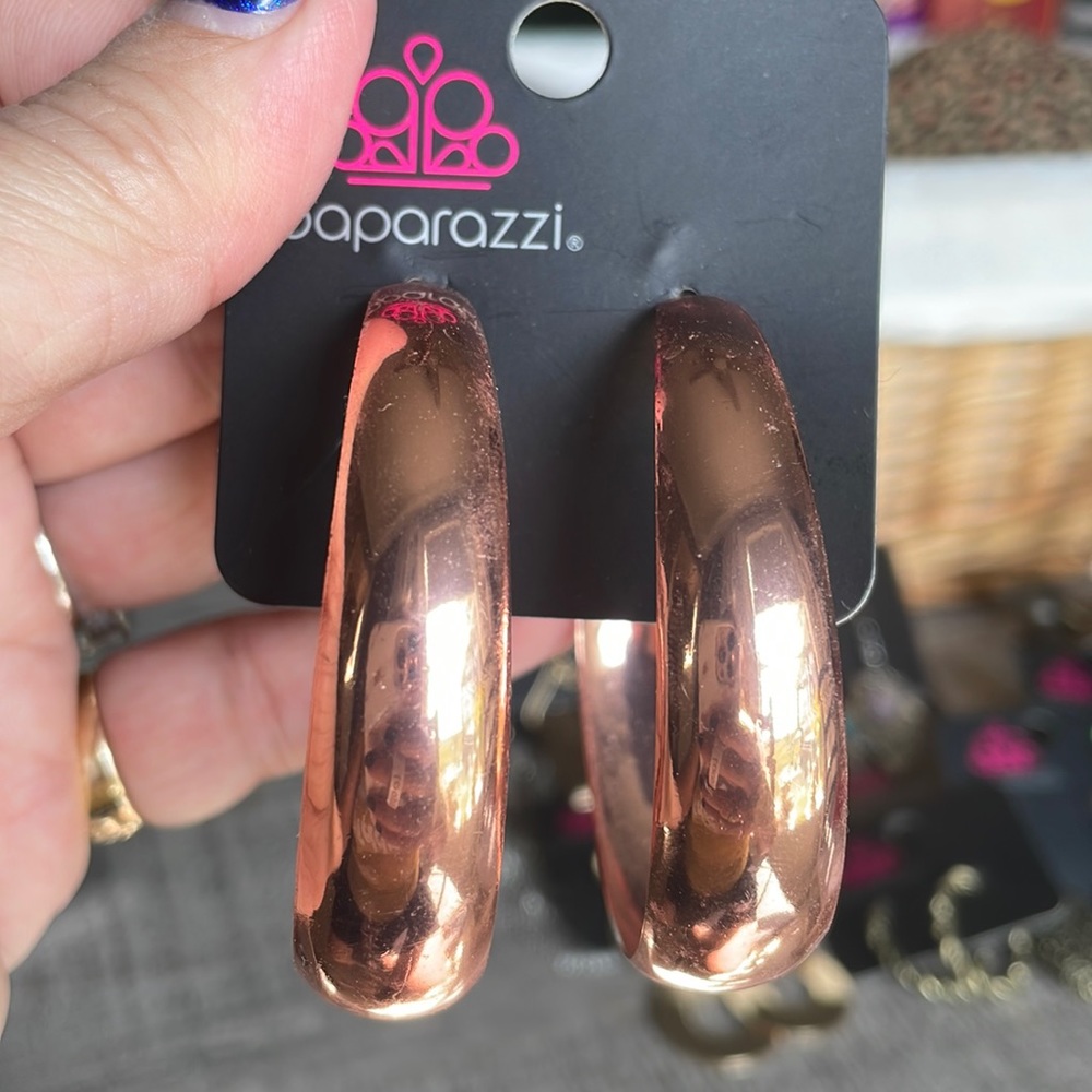 Large loop copper earrings